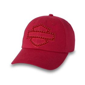 Bar & Shield Embellished Baseball Cap - Chili Pepper