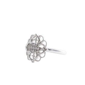 Crystal Floral Interlace Ring - Sterling Silver
